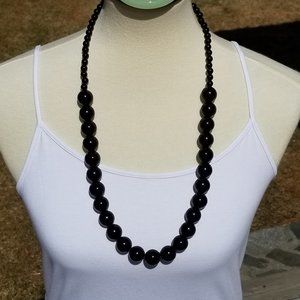 Simple Black Wooden Bead Necklace EUC